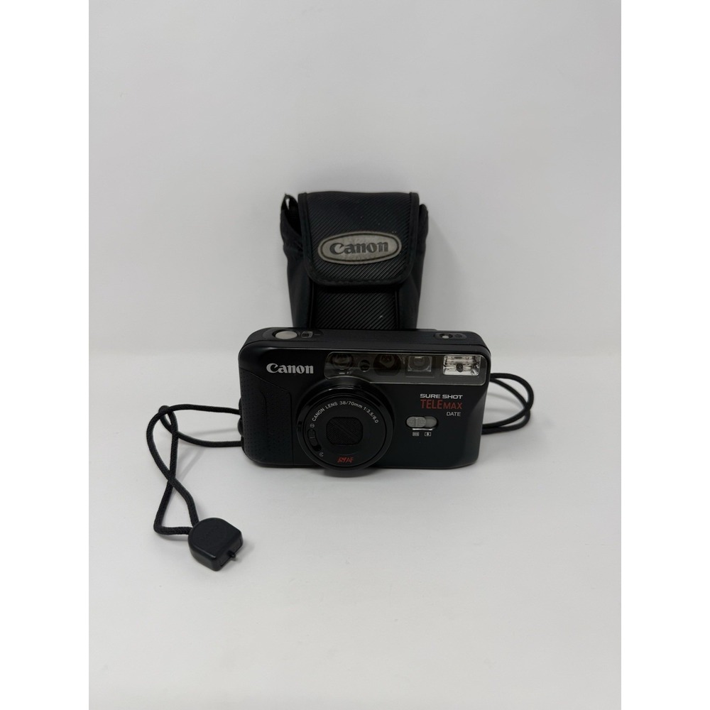 Canon Sure Shot Telemax Date 35mm Film Camera Tested Working New Battery & Case.